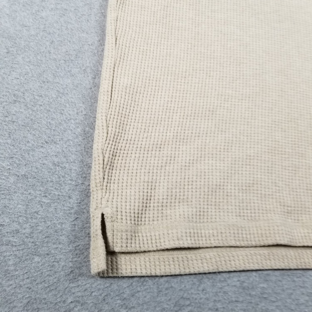 Uniqlo Waffle Knit Shirt Men M Medium Beige Thermal Long Sleeve Crew Neck Casual - Picture 4 of 10